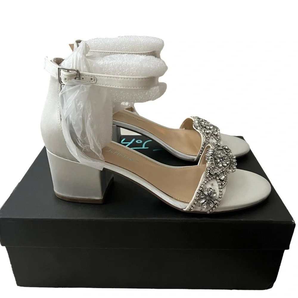 NIB Betsey Johnson Women’s Mel Rhinestone Ivory Block Heel Pumps size 8 - Picture 6 of 10